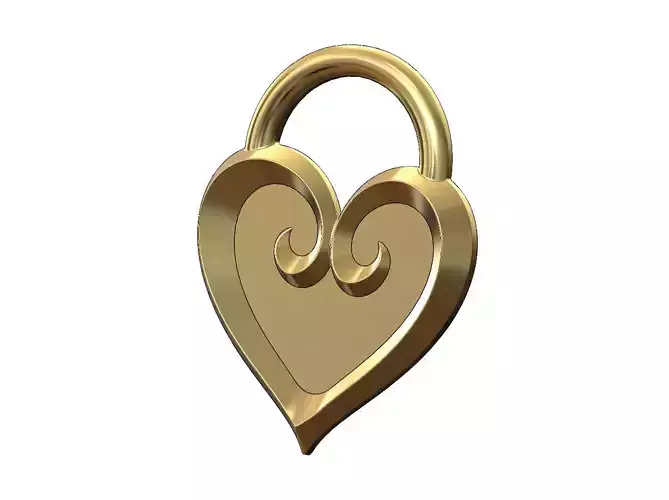 Enamel floral heart lock shaped pendant and charm