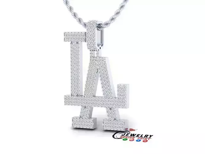 Custom LA Logo Pendant - Los Angeles City  Diamond Necklace  3D print model