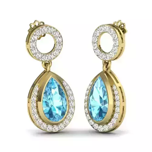 Yellow gold diamond earring-PER-021 DIA