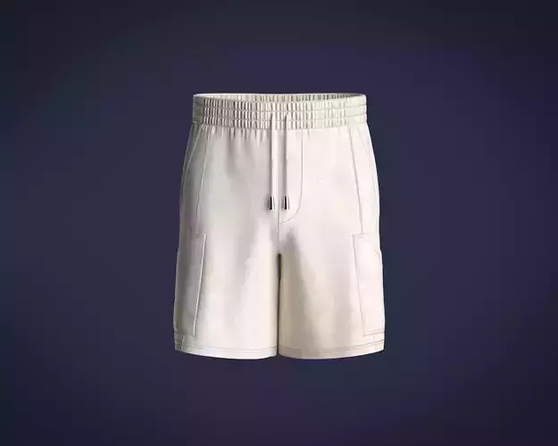 Mens clean Ivory color Knit short with pocket detailing 3D model
