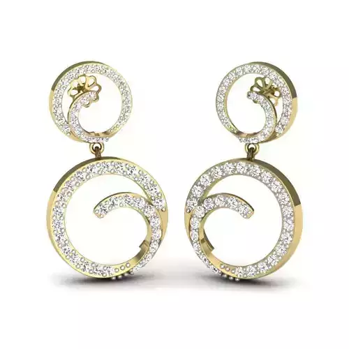 Yellow gold diamond earring-PER-023 DIA