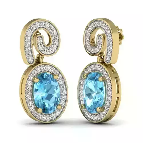 Yellow gold diamond earring-PER-027 DIA