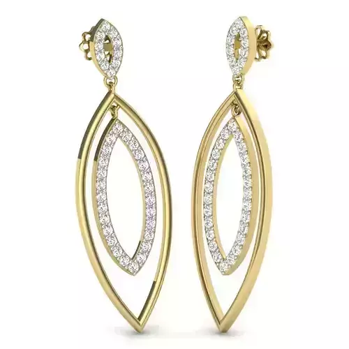 Yellow gold diamond earring-PER-029 DIA
