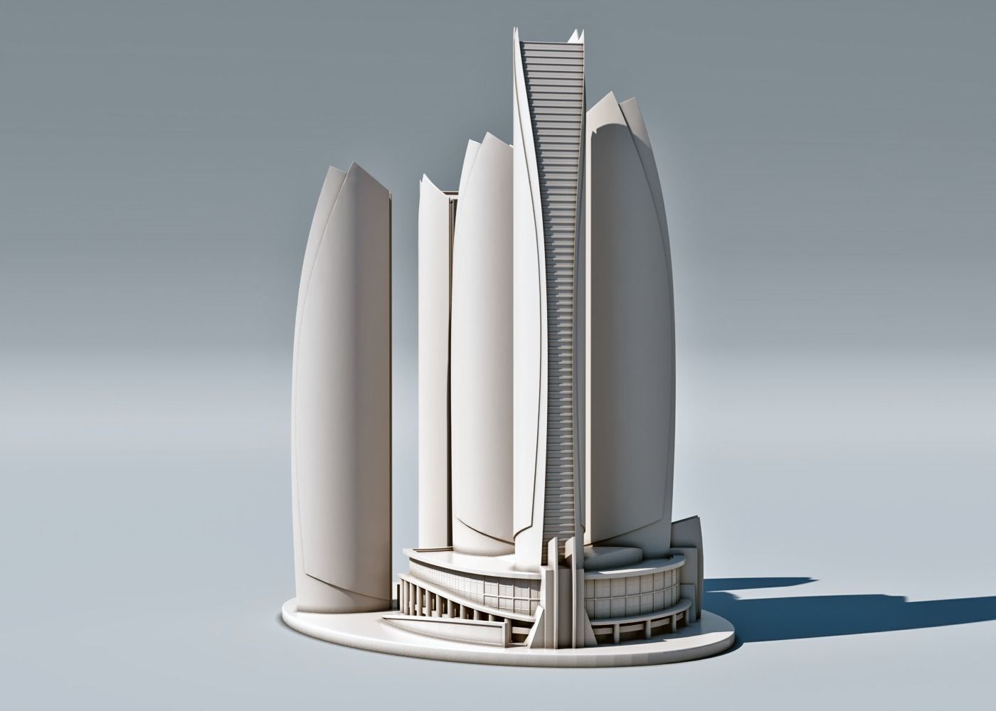 Etihad Towers in Abu Dhabi 3d Model  3D print model_3