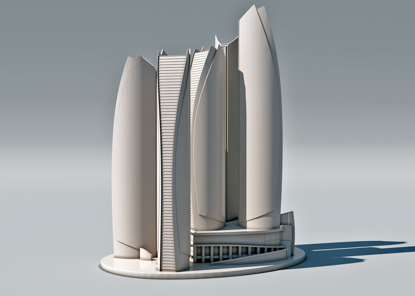 Etihad Towers in Abu Dhabi 3d Model  3D print model_1