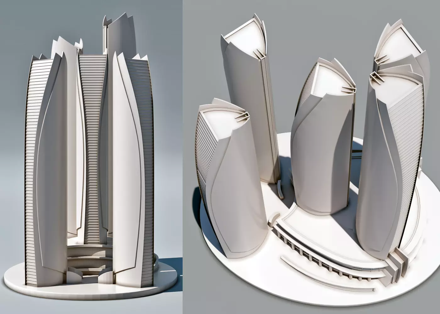 Etihad Towers in Abu Dhabi 3d Model  3D print model_0