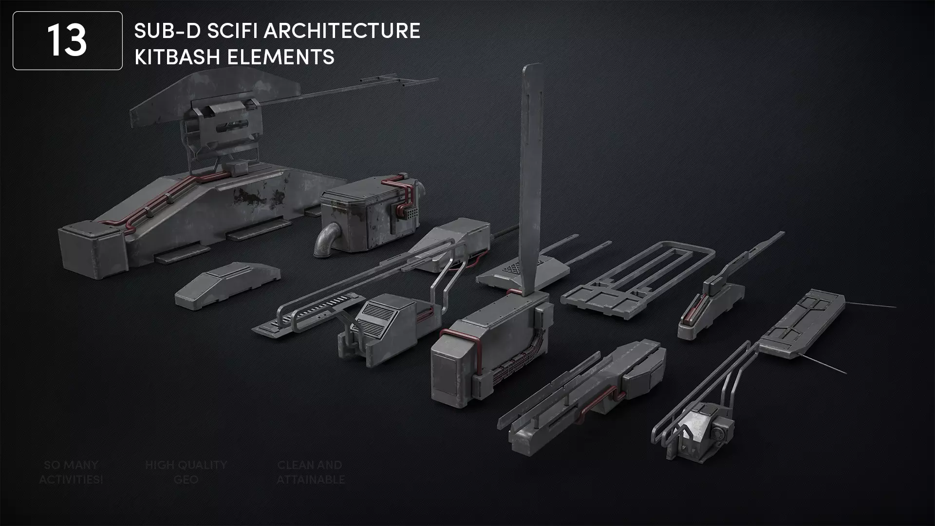 13 SUB-D Scifi Architecture Kitbash Elements Vol I 3D model_0