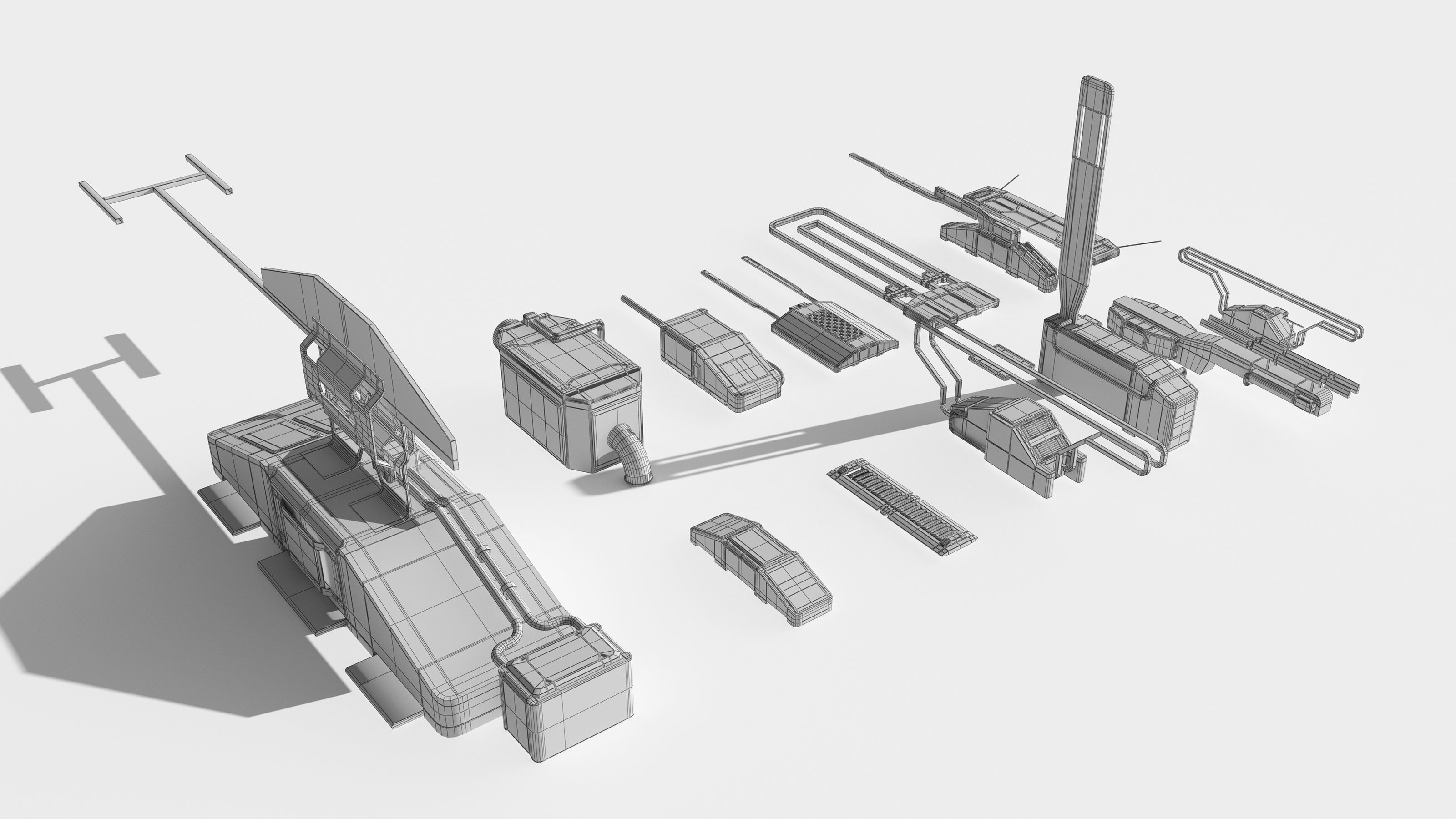 13 SUB-D Scifi Architecture Kitbash Elements Vol I 3D model_16