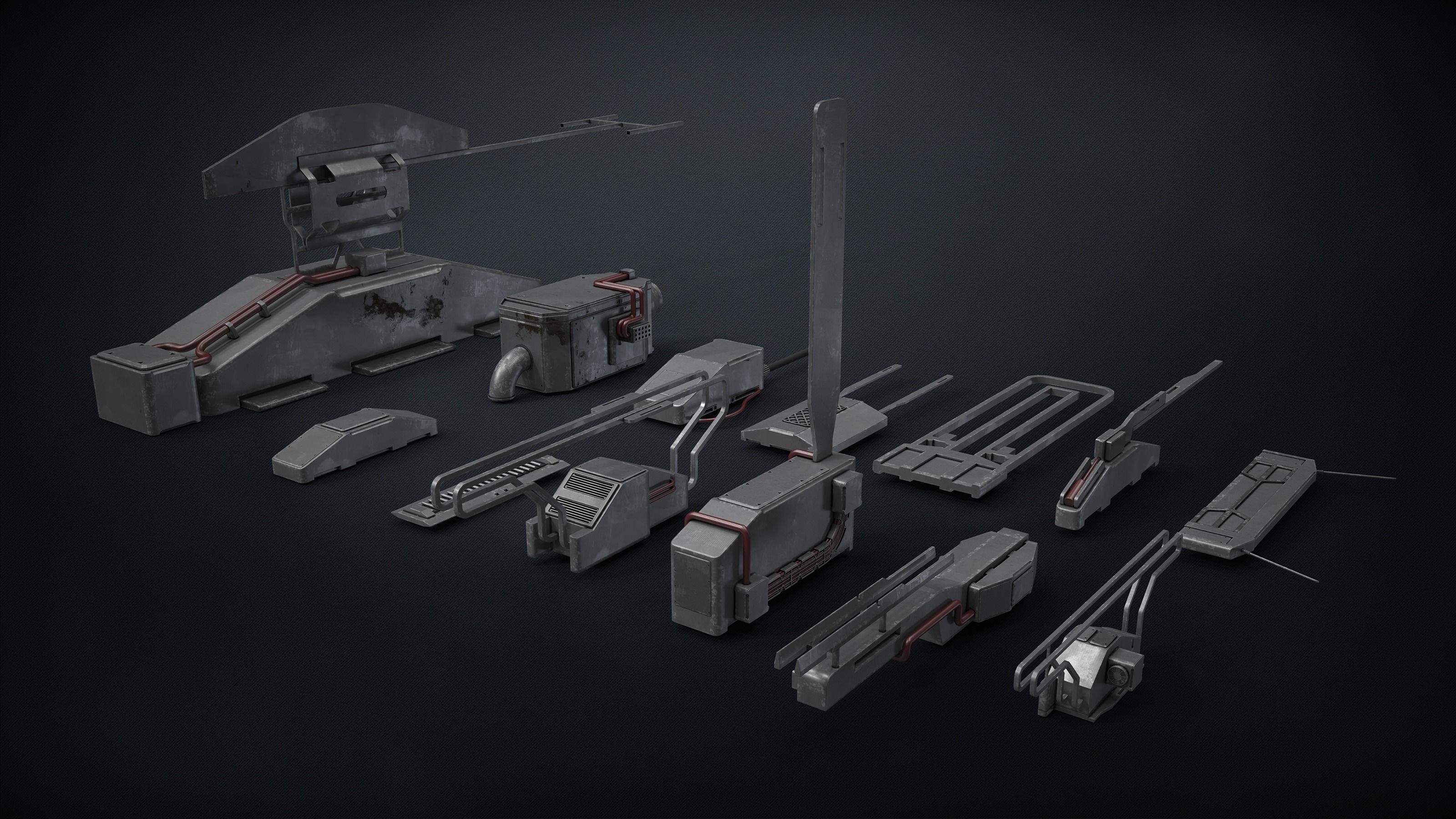 13 SUB-D Scifi Architecture Kitbash Elements Vol I 3D model_1