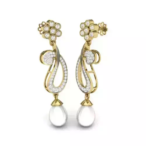 Yellow gold diamond earring-PER-036-DIA