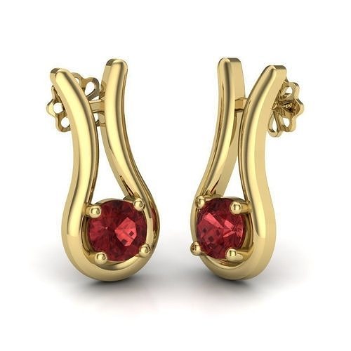 Yellow gold diamond earring-PER-037 DIA 3D print model