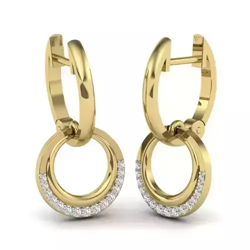 Yellow gold diamond earring-PER-042 DIA