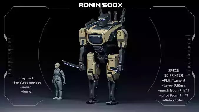 Ronin 500X Mech Samurai 3D print model
