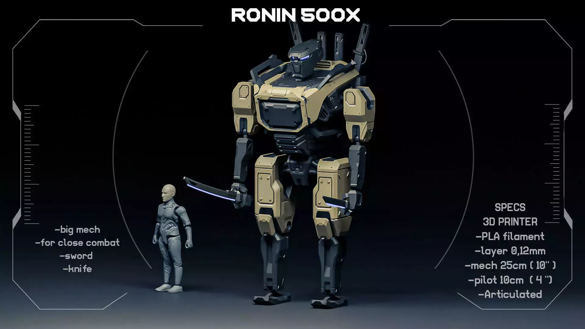 Ronin 500X Mech Samurai 3D print model_0