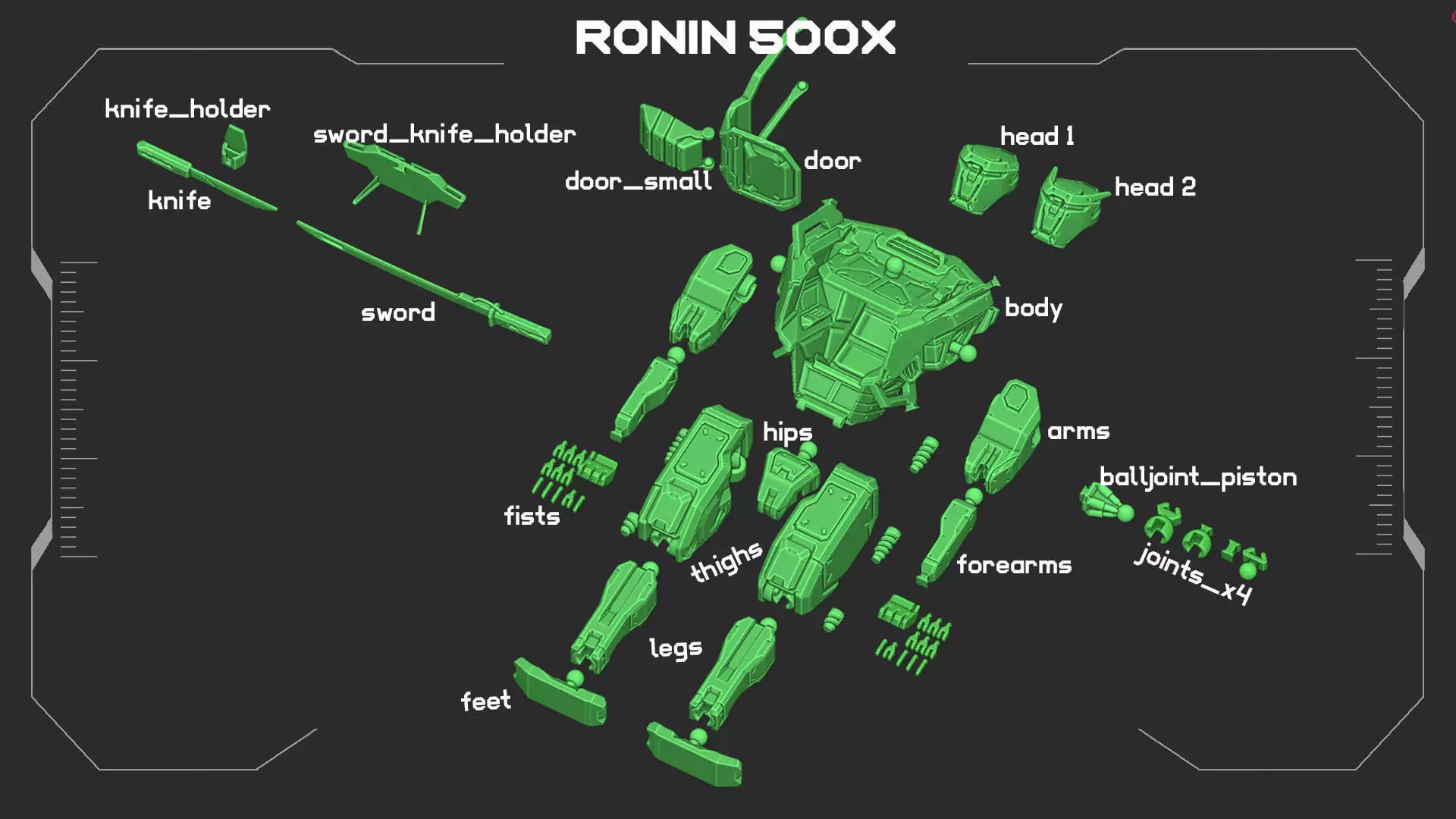 Ronin 500X Mech Samurai 3D print model_4