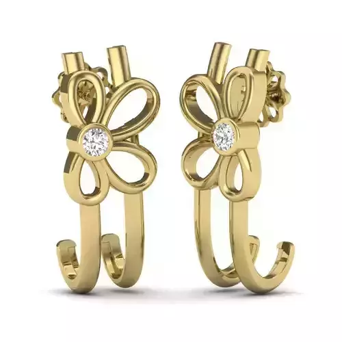 Yellow gold diamond earring-PER-047 DIA