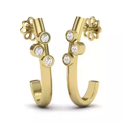 Yellow gold diamond earring-PER-050 DIA