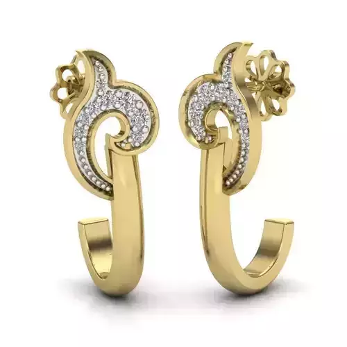Yellow gold diamond earring-PER-051 DIA