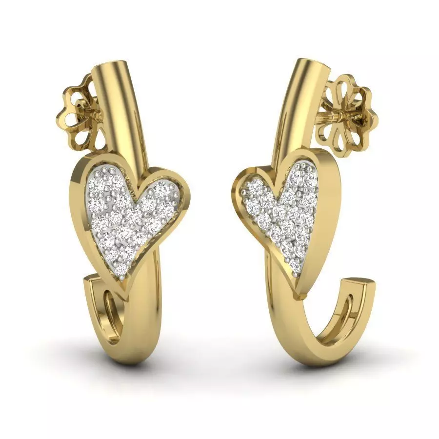 Yellow gold diamond earring-PER-052 DIA 3D print model