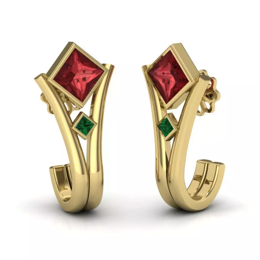 Yellow gold diamond earring-PER-054 DIA 3D print model
