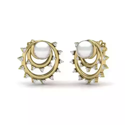 Yellow gold diamond earring-PER-062 DIA