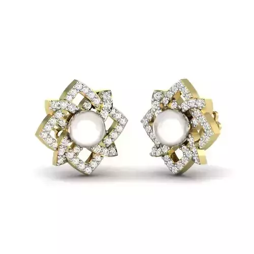 Yellow gold diamond earring-PER-064 DIA