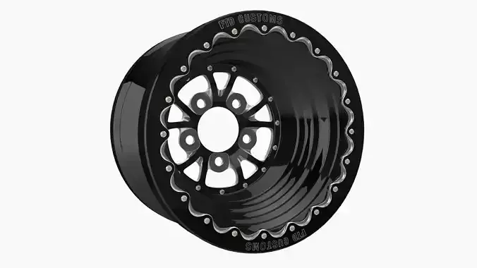 FTD Customs DBL 16x16 drag rear wheel Low-poly 3D model