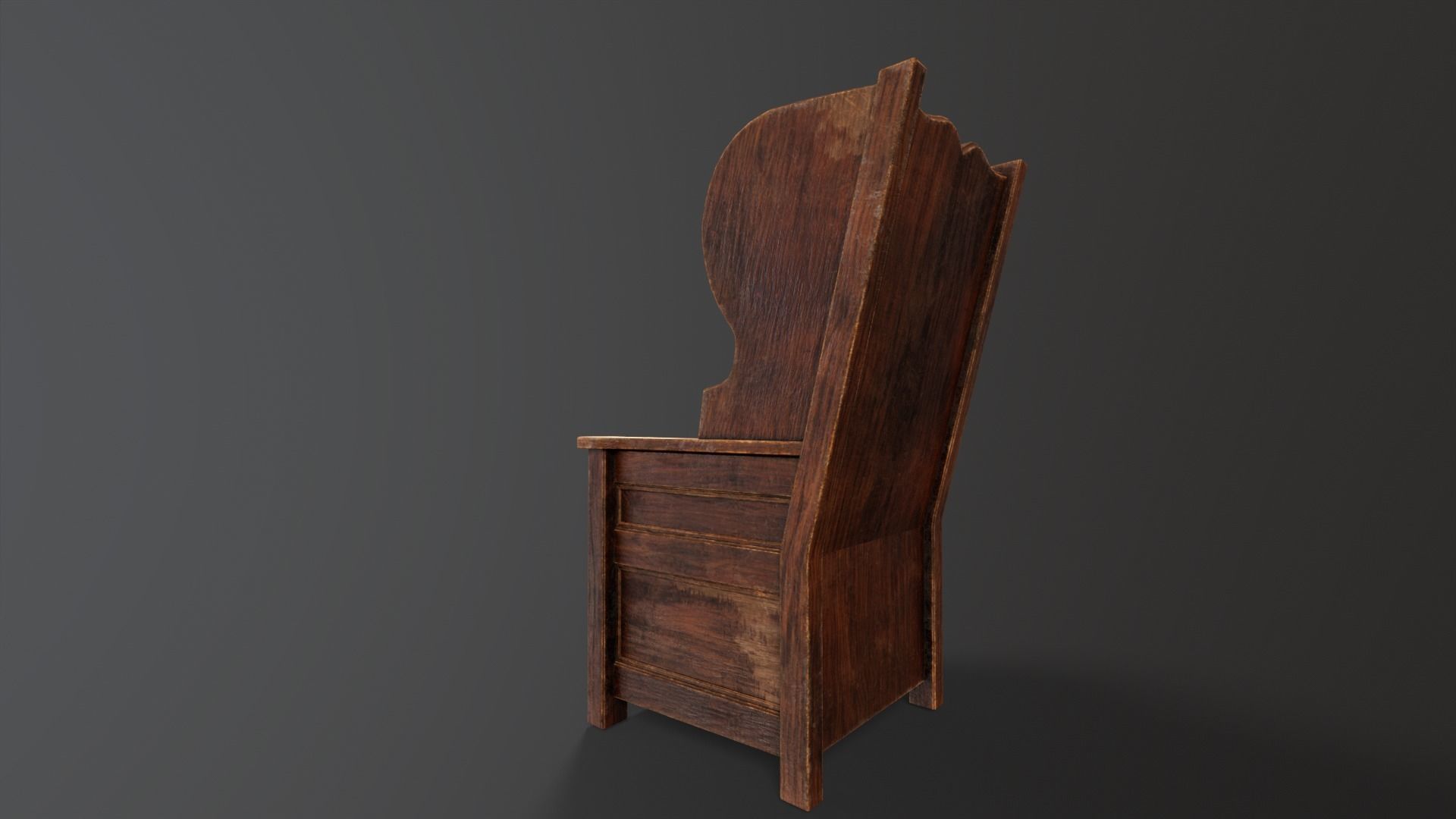 Wooden Church Chair Low-poly 3D model_10