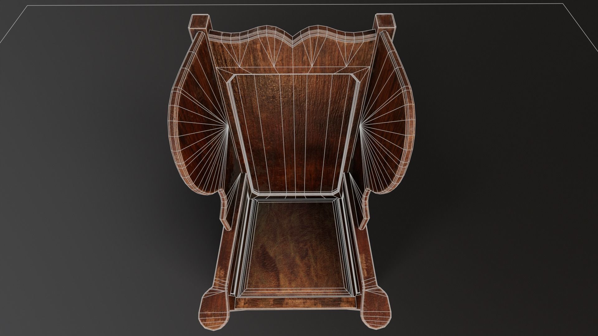 Wooden Church Chair Low-poly 3D model_15