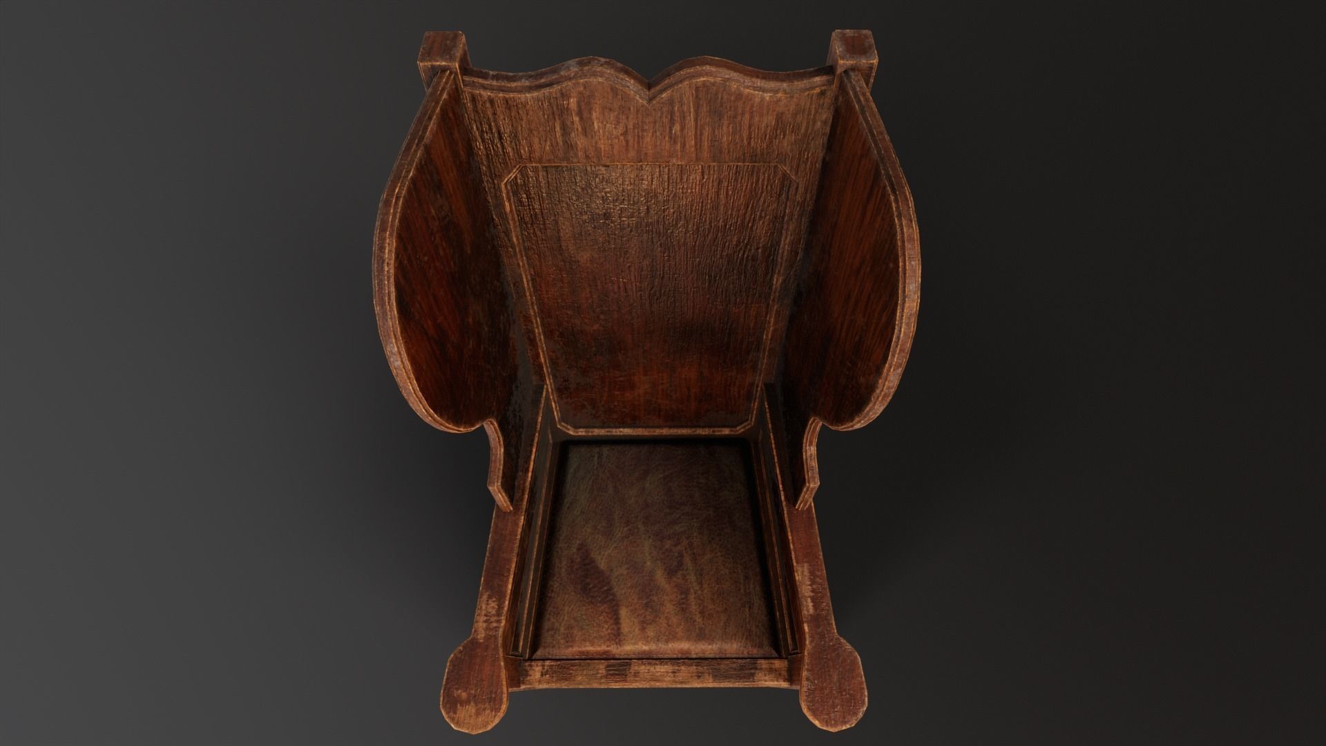 Wooden Church Chair Low-poly 3D model_14