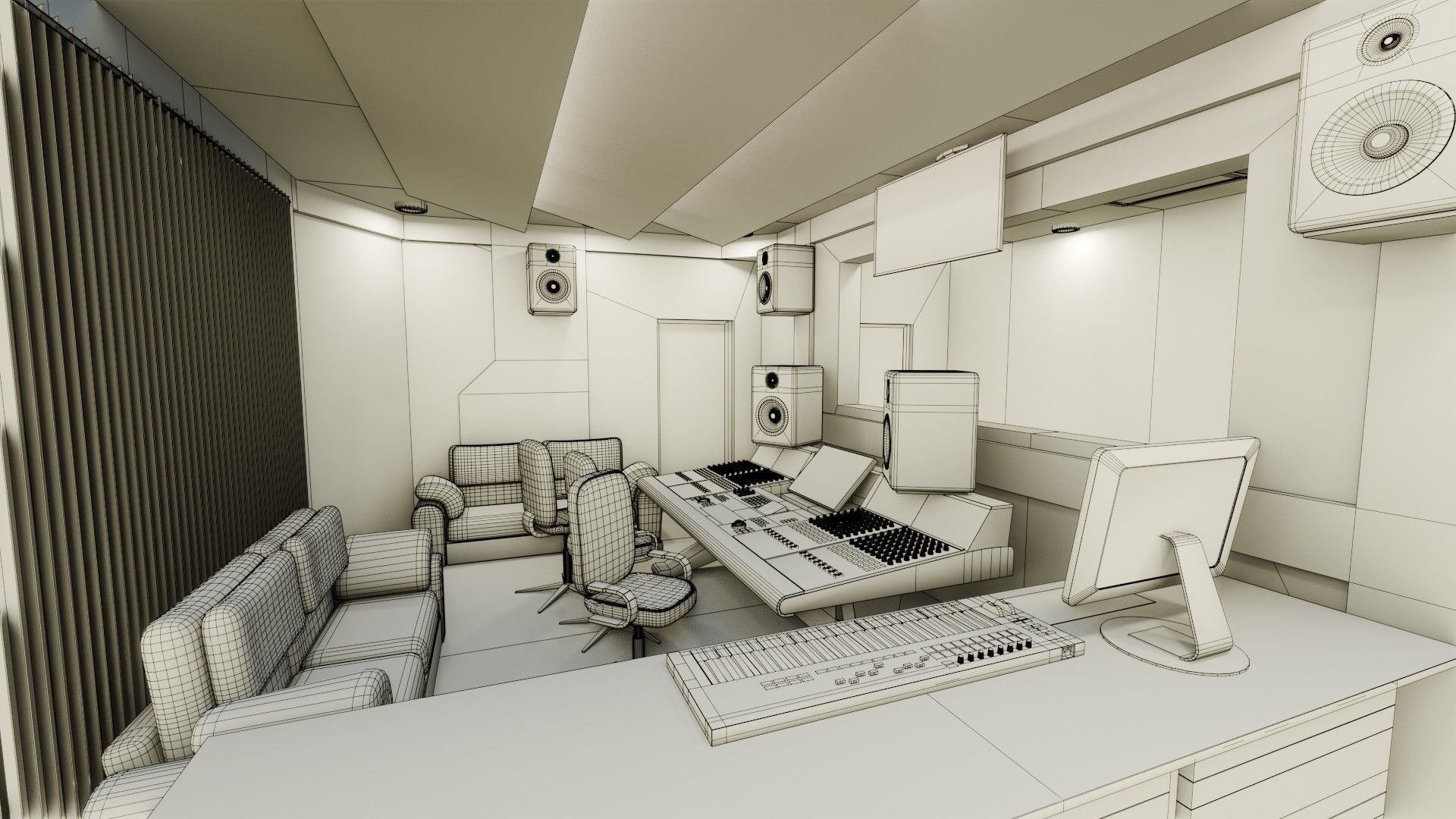 Recording Studio - Game Ready - PBR Low-poly 3D model_11