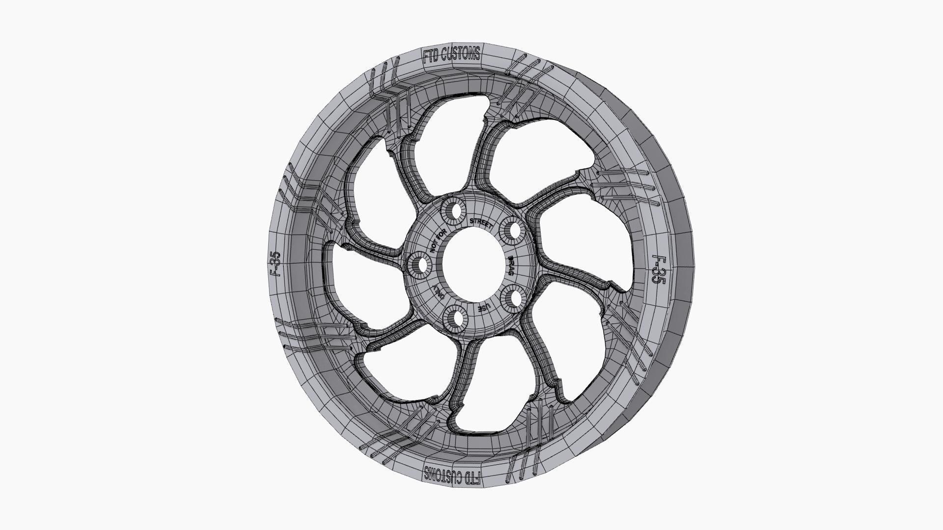 FTD Customs F35 BC drag racing wheel Low-poly 3D model_11