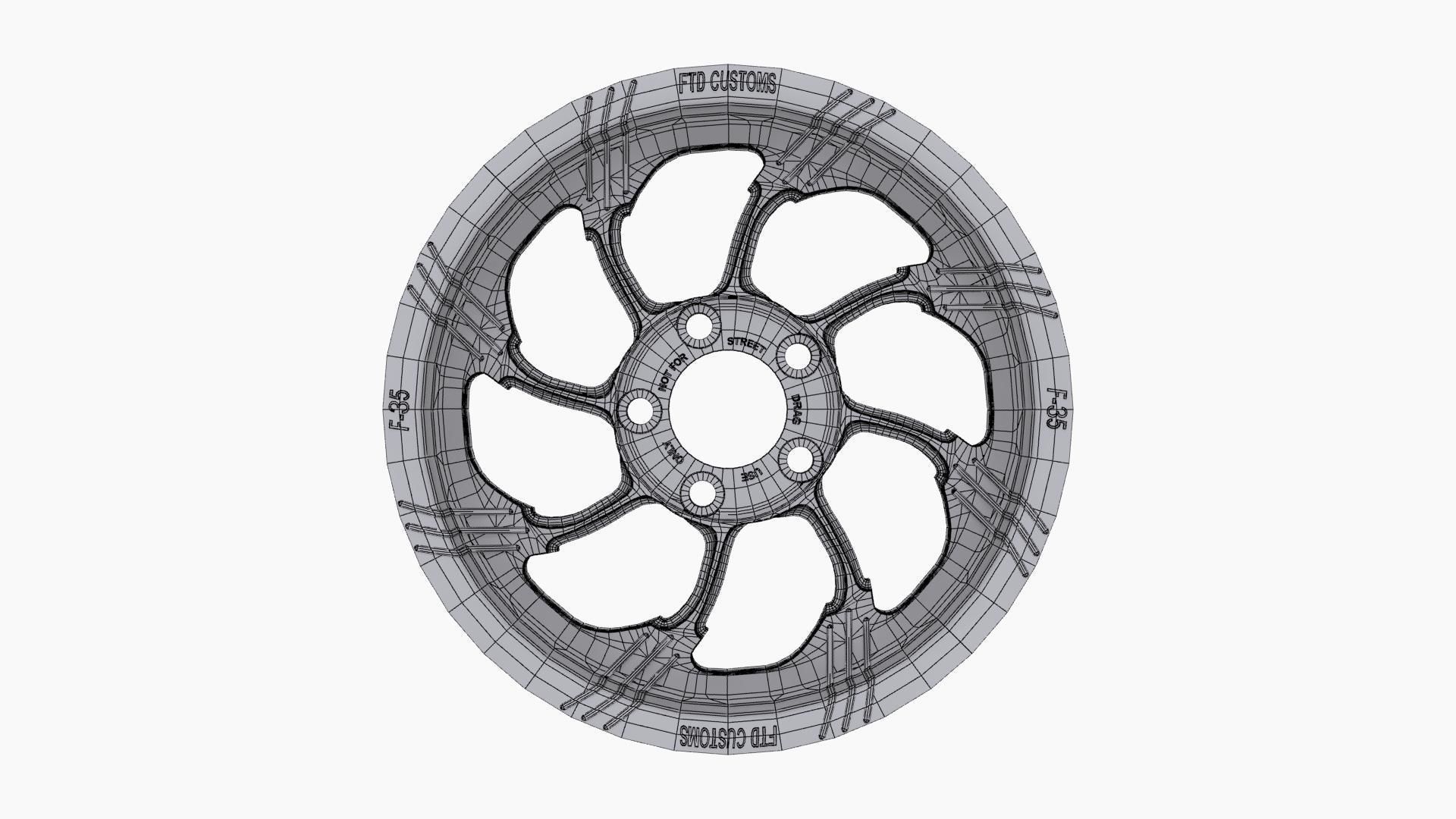 FTD Customs F35 BC drag racing wheel Low-poly 3D model_10