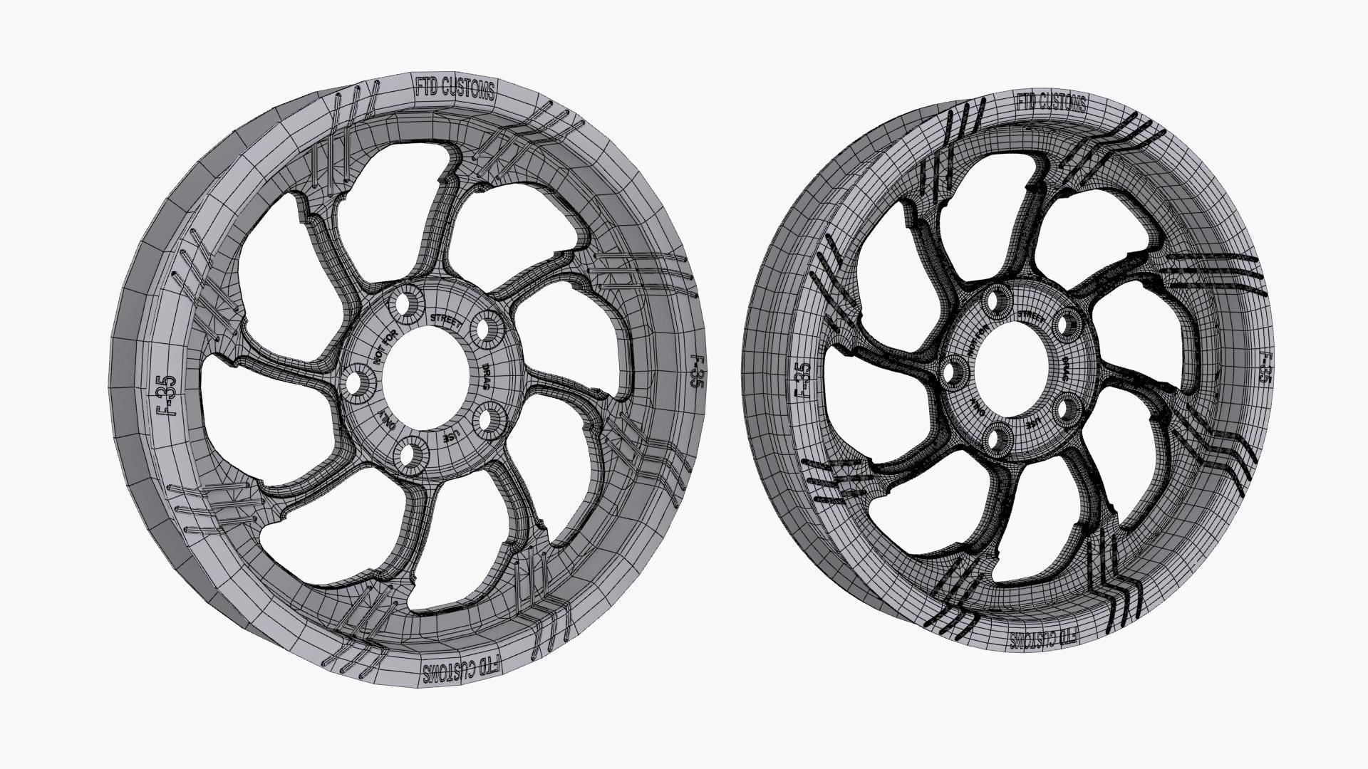 FTD Customs F35 BC drag racing wheel Low-poly 3D model_12