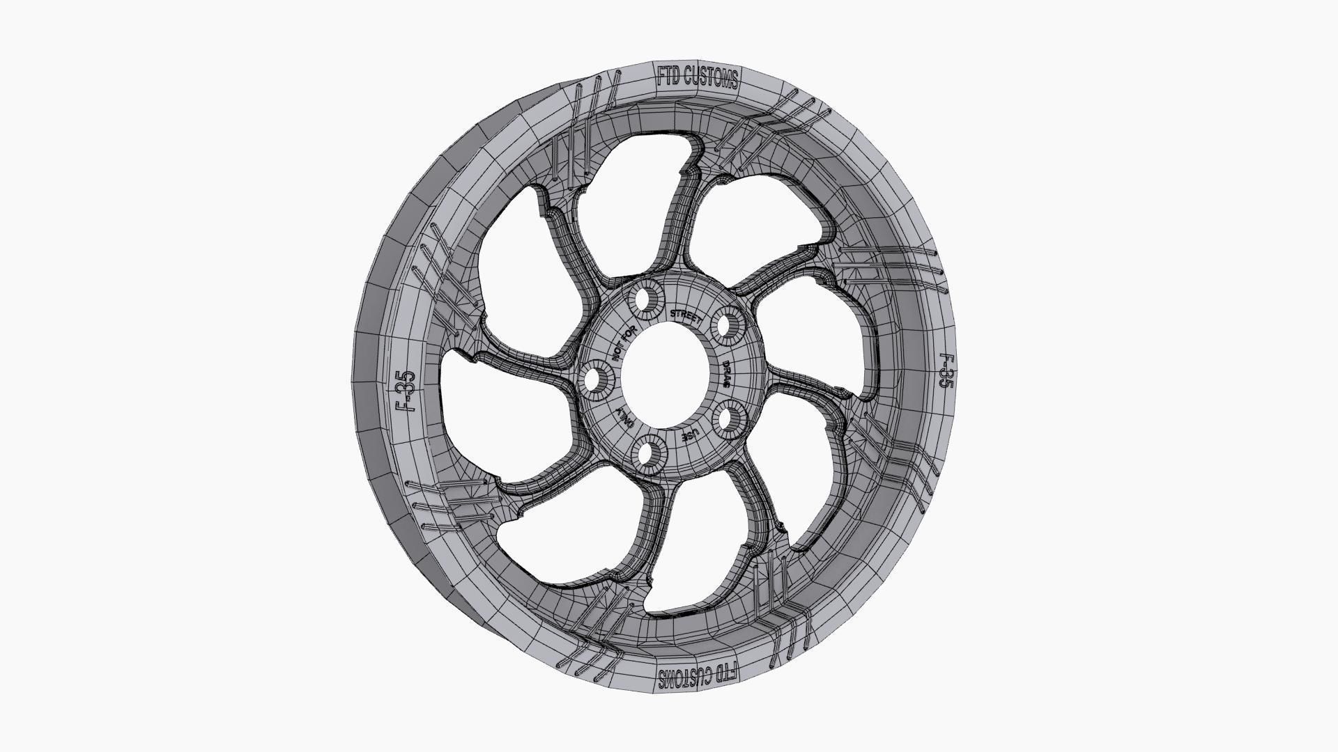 FTD Customs F35 BC drag racing wheel Low-poly 3D model_9