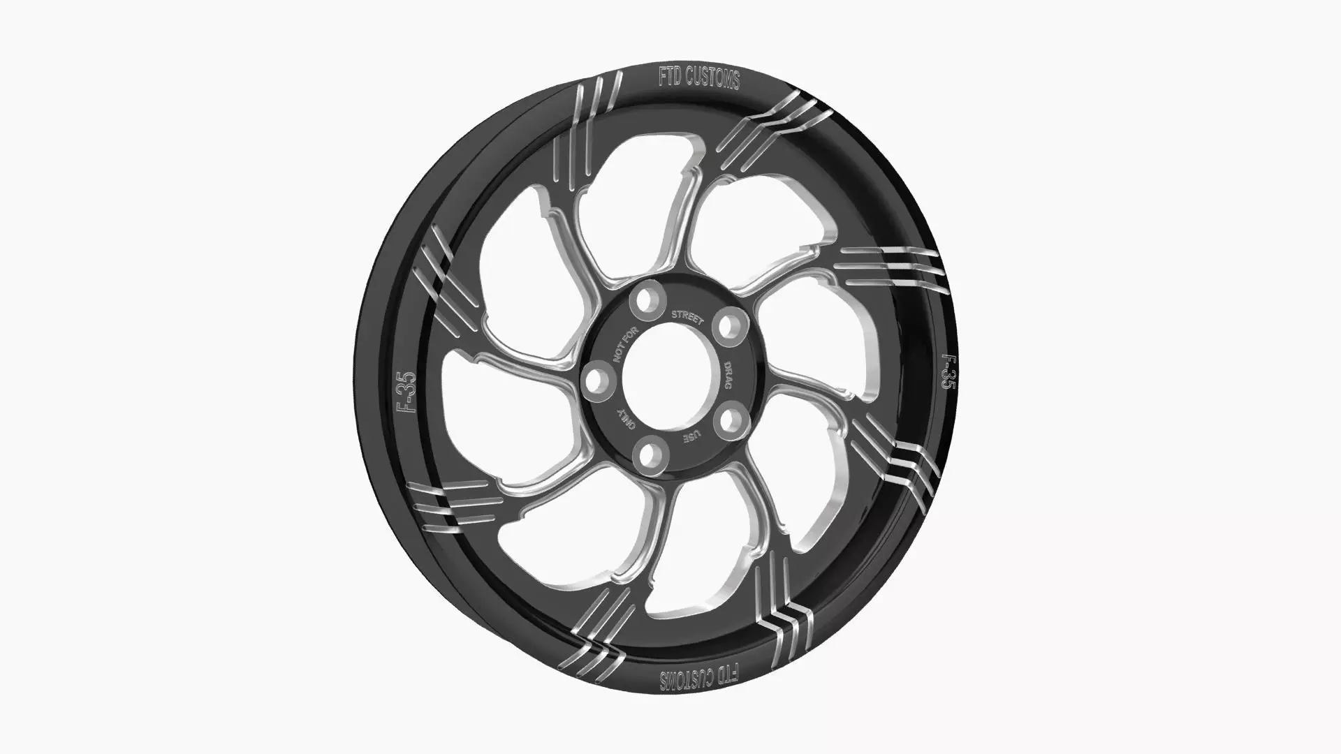 FTD Customs F35 BC drag racing wheel Low-poly 3D model_0