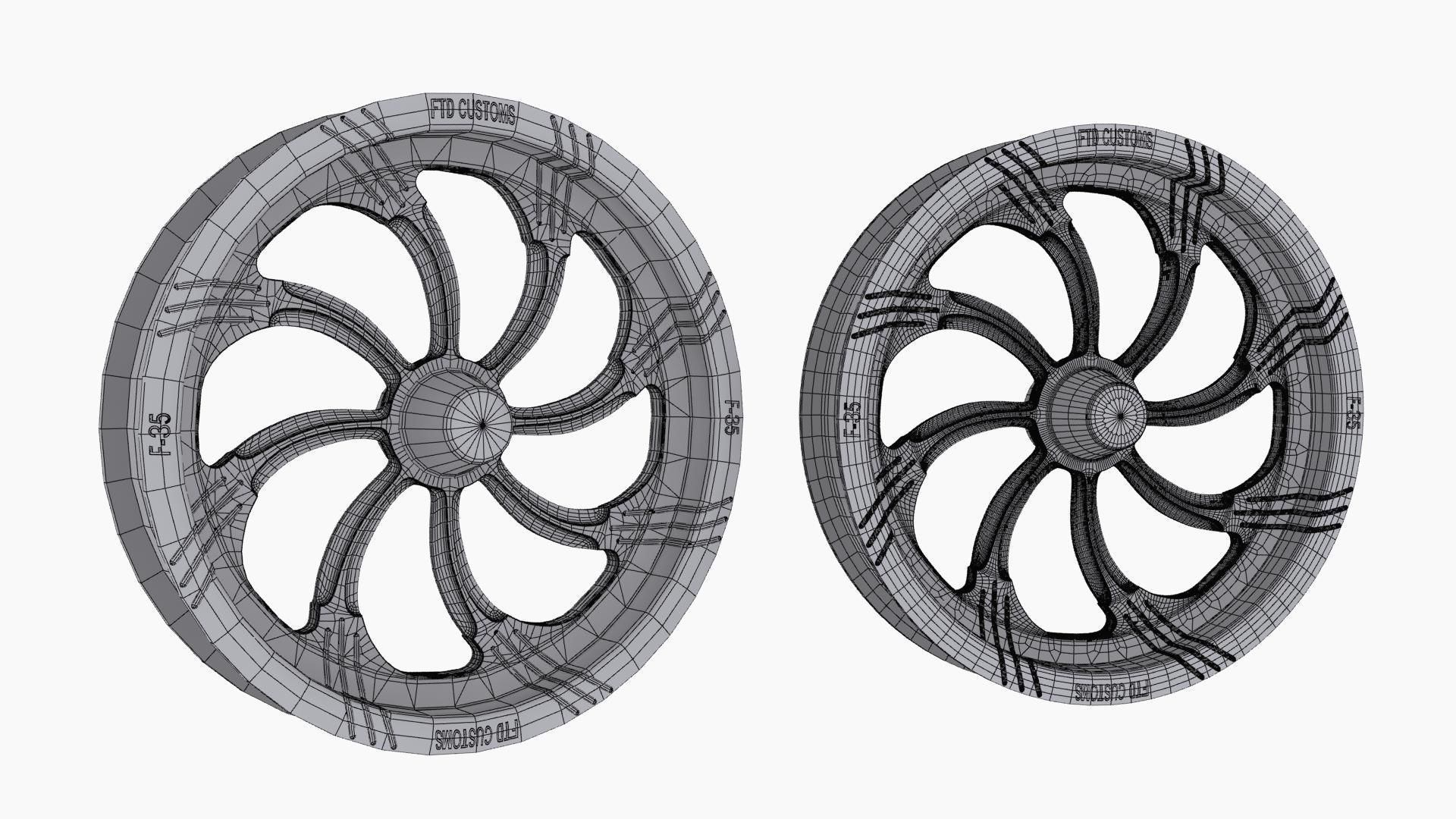 FTD Customs F35 Slasher BC dragster front wheel Low-poly 3D model_12