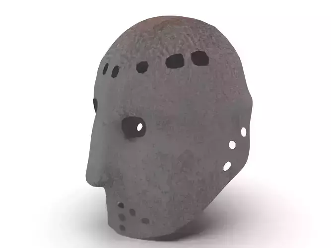 Low-poly rock style hockey goalie mask