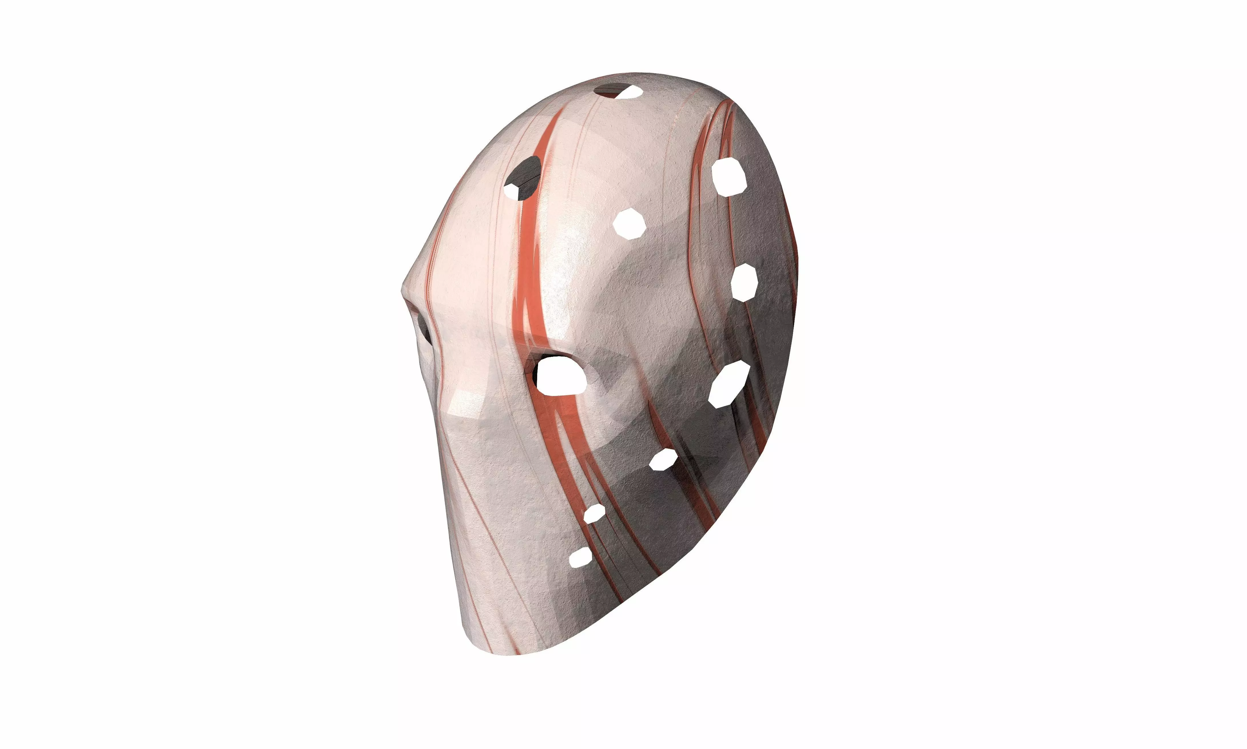 Low-poly white-red hockey goalie mask Low-poly 3D model