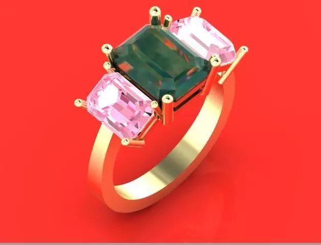 3 Diamond Ring 3D print model_0