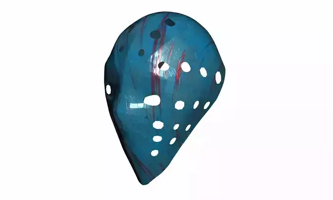 Low-poly blue hockey goalie mask Low-poly 3D model