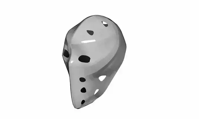 Low-poly metalic hockey goalie mask