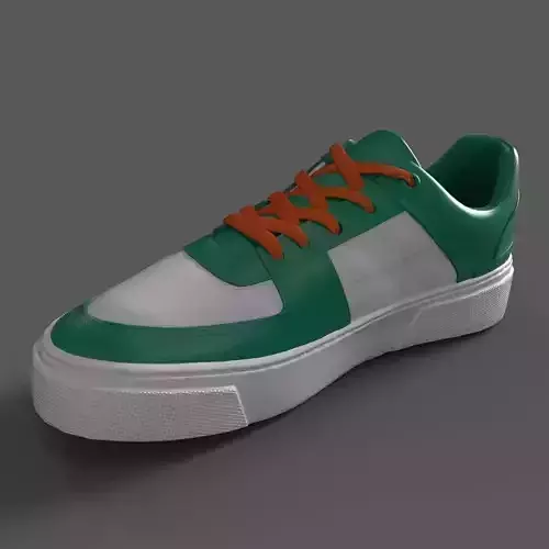 Faux Leather Retro Sneakers-Green