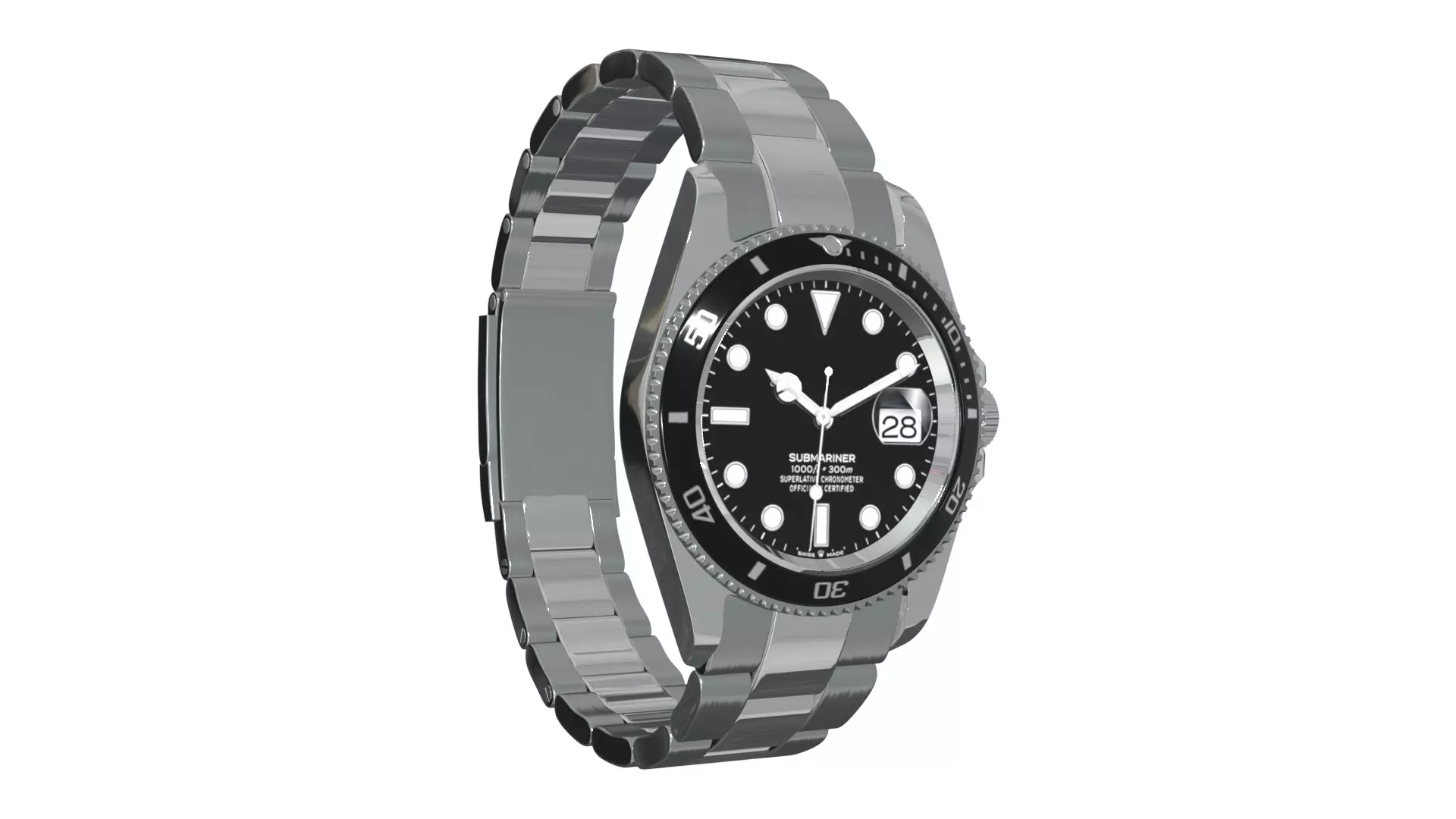 Watch Submariner Date Oystersteel - Black Dial 3D model_0