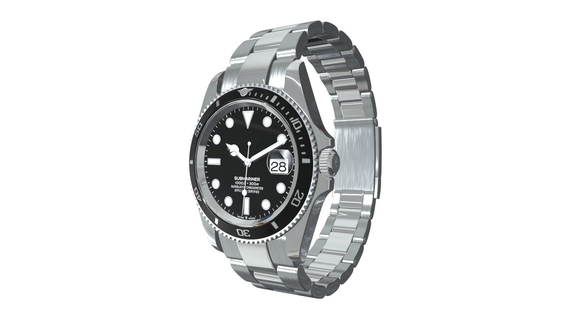 Watch Submariner Date Oystersteel - Black Dial 3D model_1