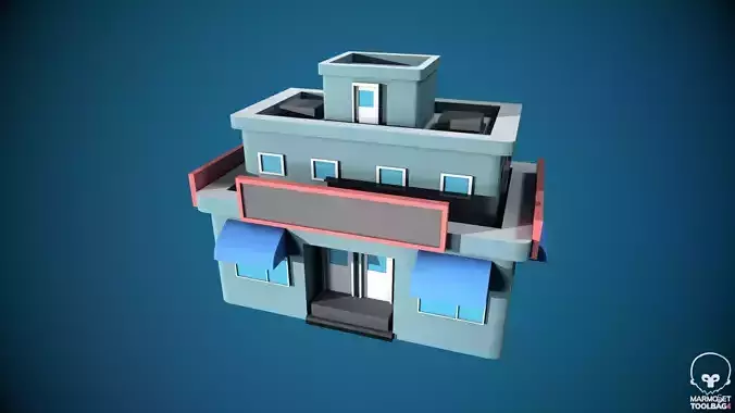 Low Poly Stylized Building -2 - Mobile Game Ready Asset