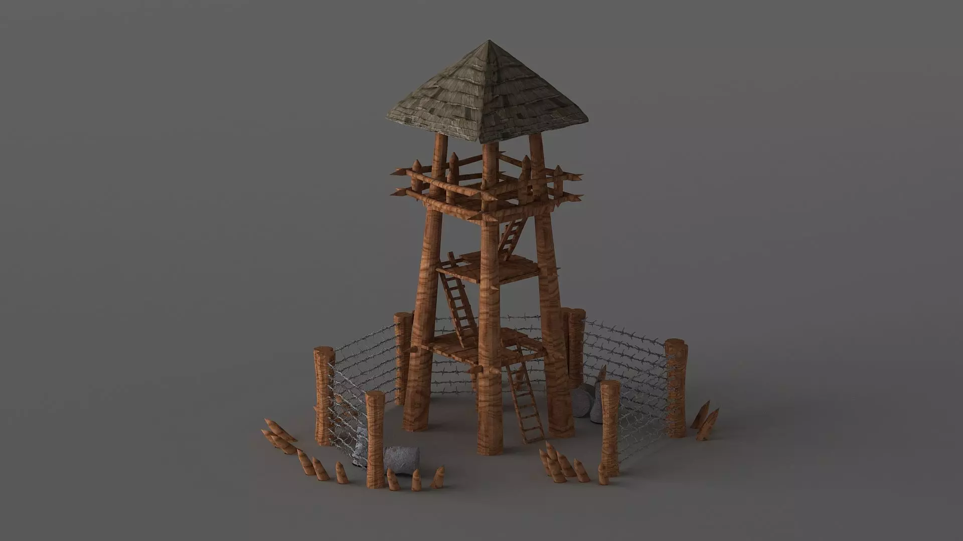 guard tower war camp military pow bunker look out post 3D model