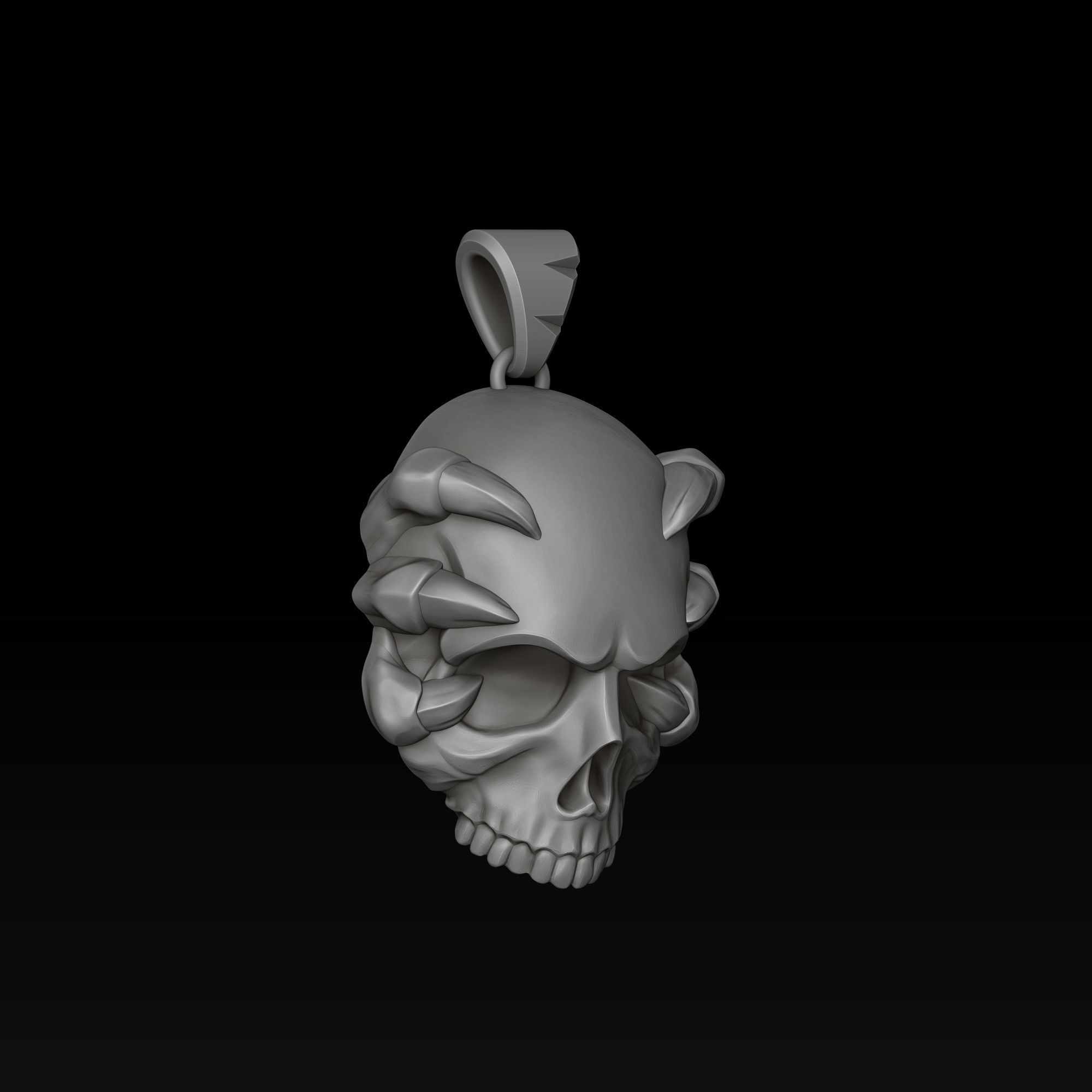 Skull Clutches Pendant Ring Set 3D print model_6