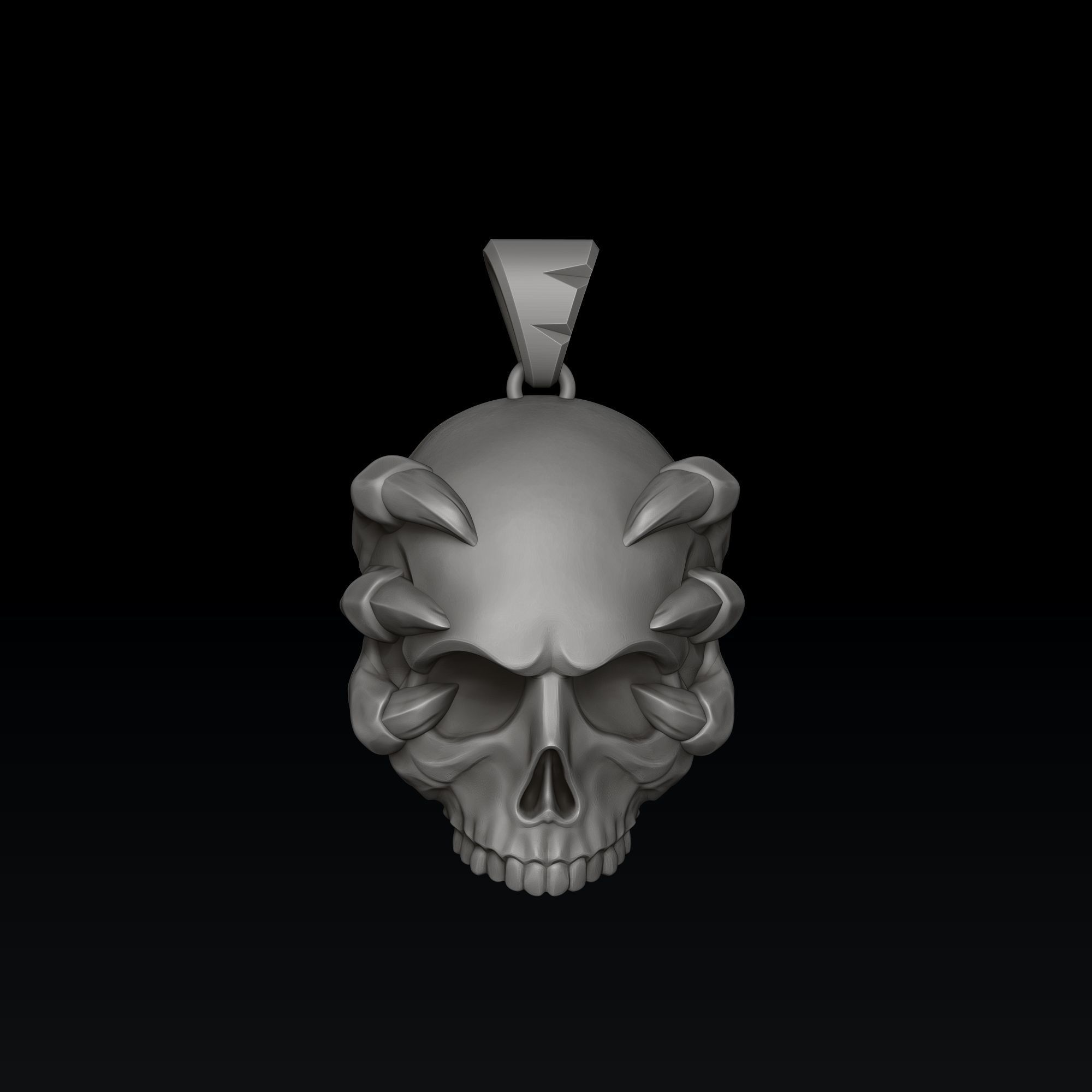 Skull Clutches Pendant Ring Set 3D print model_5