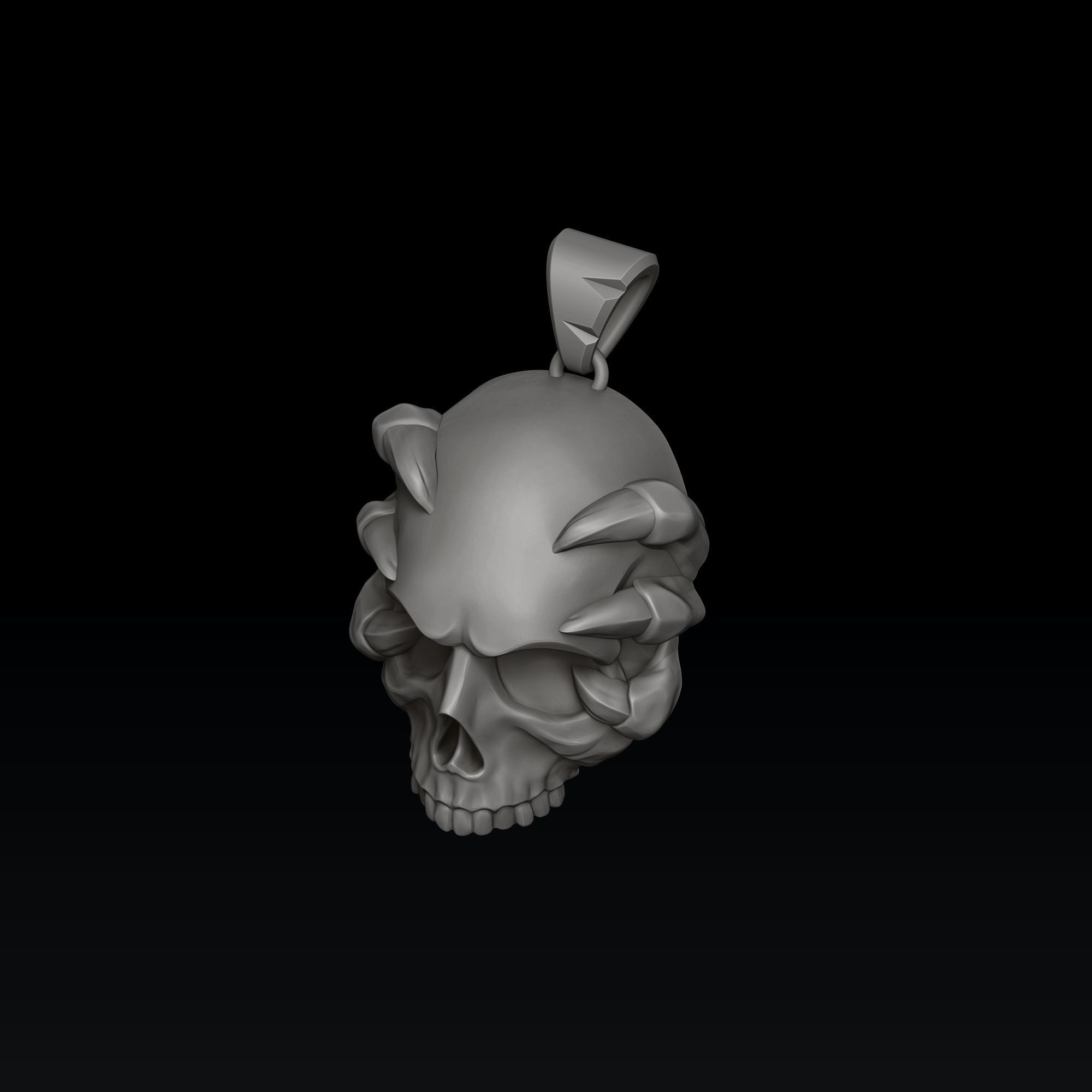 Skull Clutches Pendant Ring Set 3D print model_1